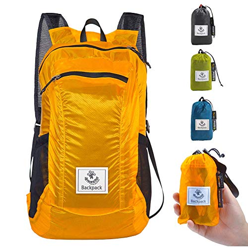 4Monster Hiking Daypack,Water Resistant Lightweight Packable Backpack for Travel Camping Outdoor (Yellow Green, 32L)