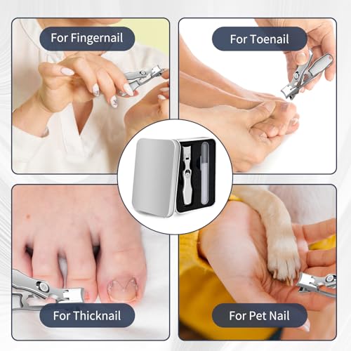 German Nail Clippers for Men, 2024 New Ultra Sharp Stainless Steel German Nail Clippers, Professional Anti-Splashing German Toenail Clippers for Seniors, Cuts Thick Nails with Ease (Large-Black)