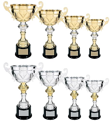 Griffco Supply Gold Trophy Cup with Custom Engraved Plate included to Customize for Sports Championships, Tournaments, Award Competitions, Spelling Bee (5 sizes) - Trophy Award (8.75" X-Small)