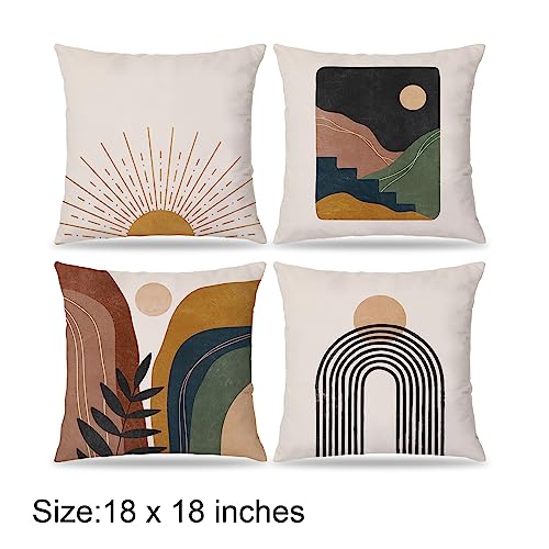 Udinaz Boho Decorative Pillow Covers 18 x 18 Set of 4- Boho Decor for Living Room Bedroom Home,Boho Pillow Cases,Boho Pillow Shams,Decorative Pillows for Couch Boho