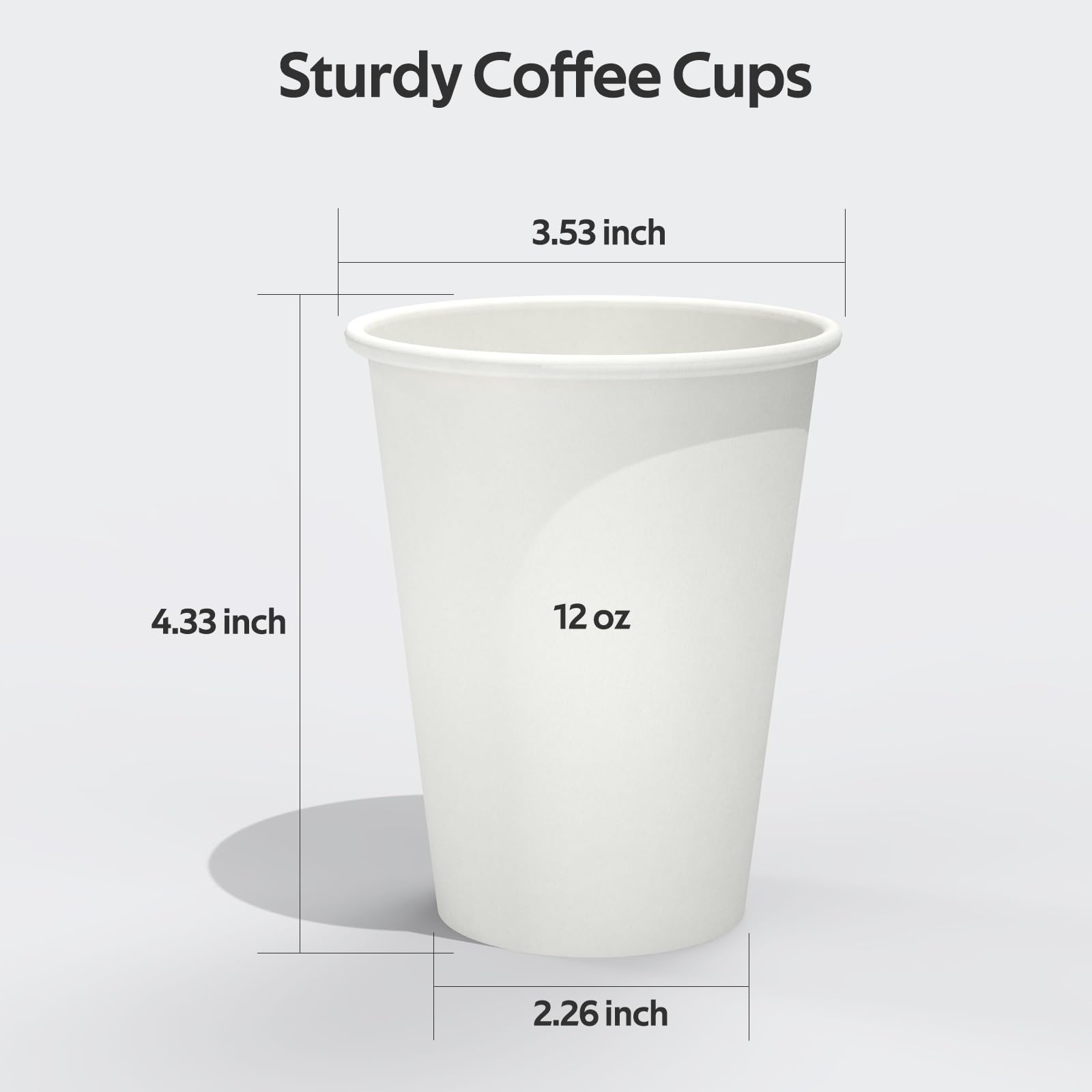 Dealusy 500 Count 12 oz Coffee Cups, Leak-Free Food Safe Paper Cups 12 oz, Disposable Coffee Cups, Hot Paper Coffee Cups 12oz, White Paper Cups for Cold and Hot Drinks