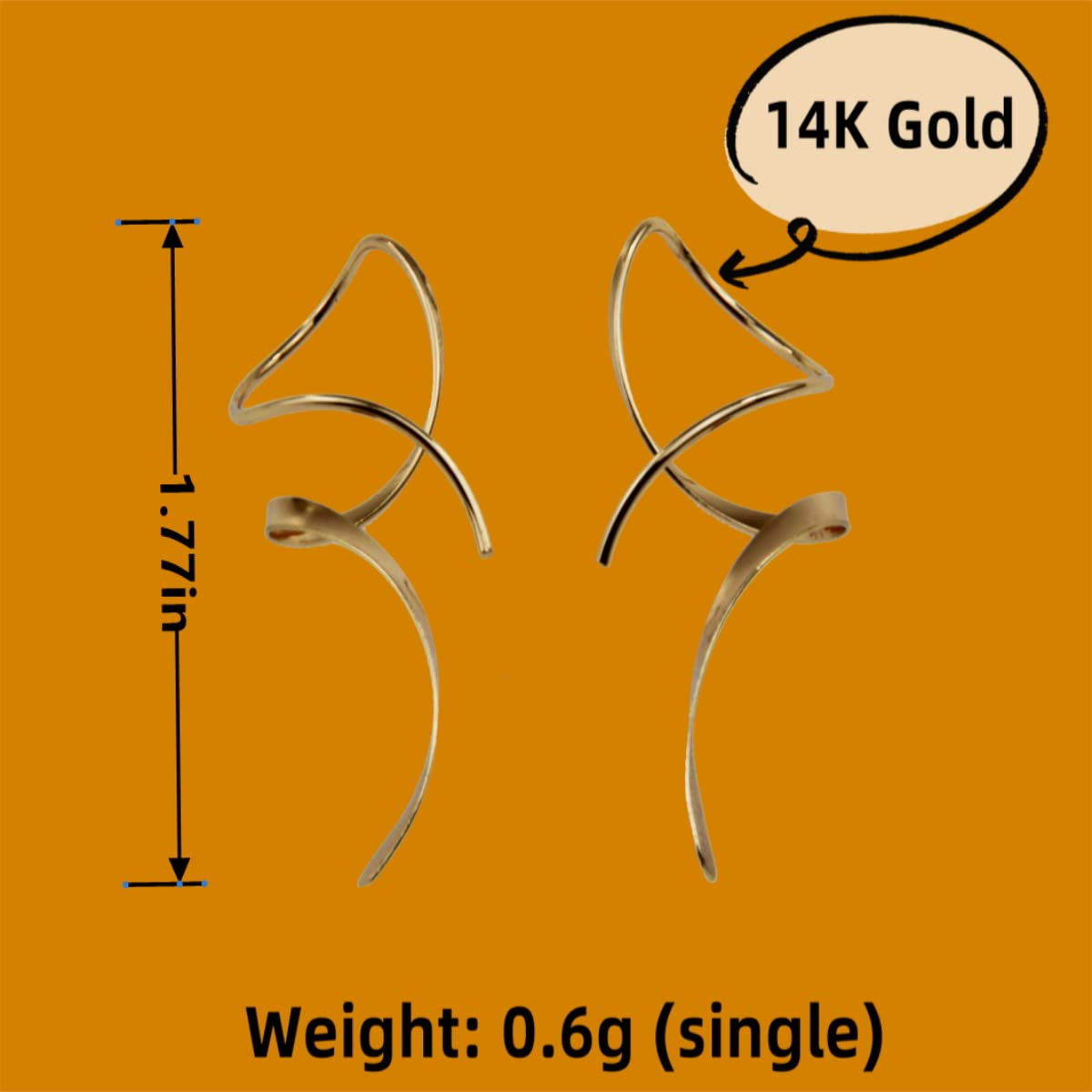 Earrings for Women Spiral threader earrings 14K gold earrings hand bent dangle earrings for women,suitable for gift giving, perfect for your birthday party, Christmas, gift giving.