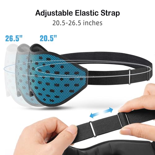 LitBear Breathable Sleep Mask, 3D Eye Mak Sleep for Side Sleepers Women Men, Light Blocking Sleeping Mask with Adjustable Strap, Soft Lightweight Eye Cover for Travel, Night Work, Nap, Office - Blue