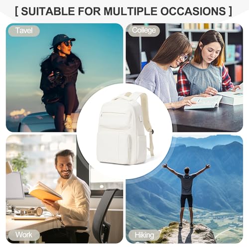 coowoz Travel Backpack for Women Men Mochila de Viaje Laptop Work Backpack Hiking Gym College Backpack Rucksack Travel Essentials Personal Item Travel Bag Carry on Backpack Flight Approved Beige