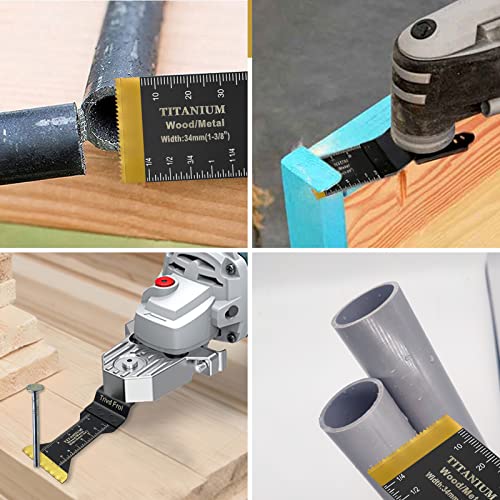 Trivd Frol 10PCS Titanium Multitool Blades, Oscillating Saw Blades Metal Cutting for Nails Wood Plastic and Hard Material Oscillating Tool Blades Kit fit Dewalt Rockwell Milwaukee Bosch