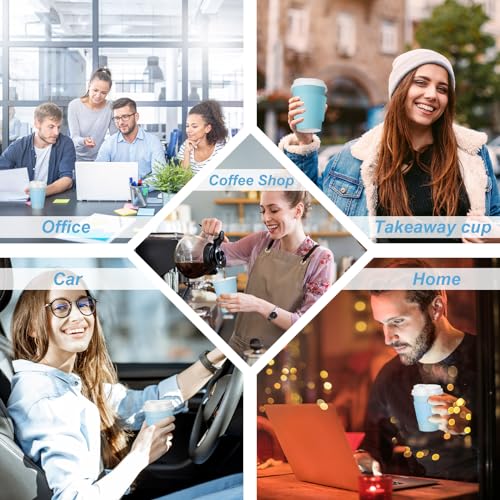 Patelai 48 Pcs 12 oz Disposable Coffee Cups with Lids and Sleeves Bulk, Insulated Hot Chocolate Paper Cup for Hot and Cold Beverage Water Juice Cocoa Tea Party Restaurants Travel Supplies (Blue)