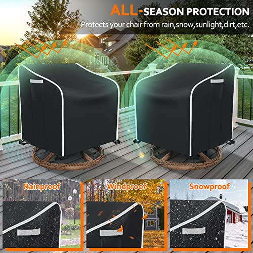 STARTWO Patio Chair Covers 2 Pack Outdoor Furniture Covers Waterproof Fit for 29"W x 30"D x 36"H, Lounge Deep Seat Cover, Heavy Duty Chair Covers for Lawn Furnitures, Black
