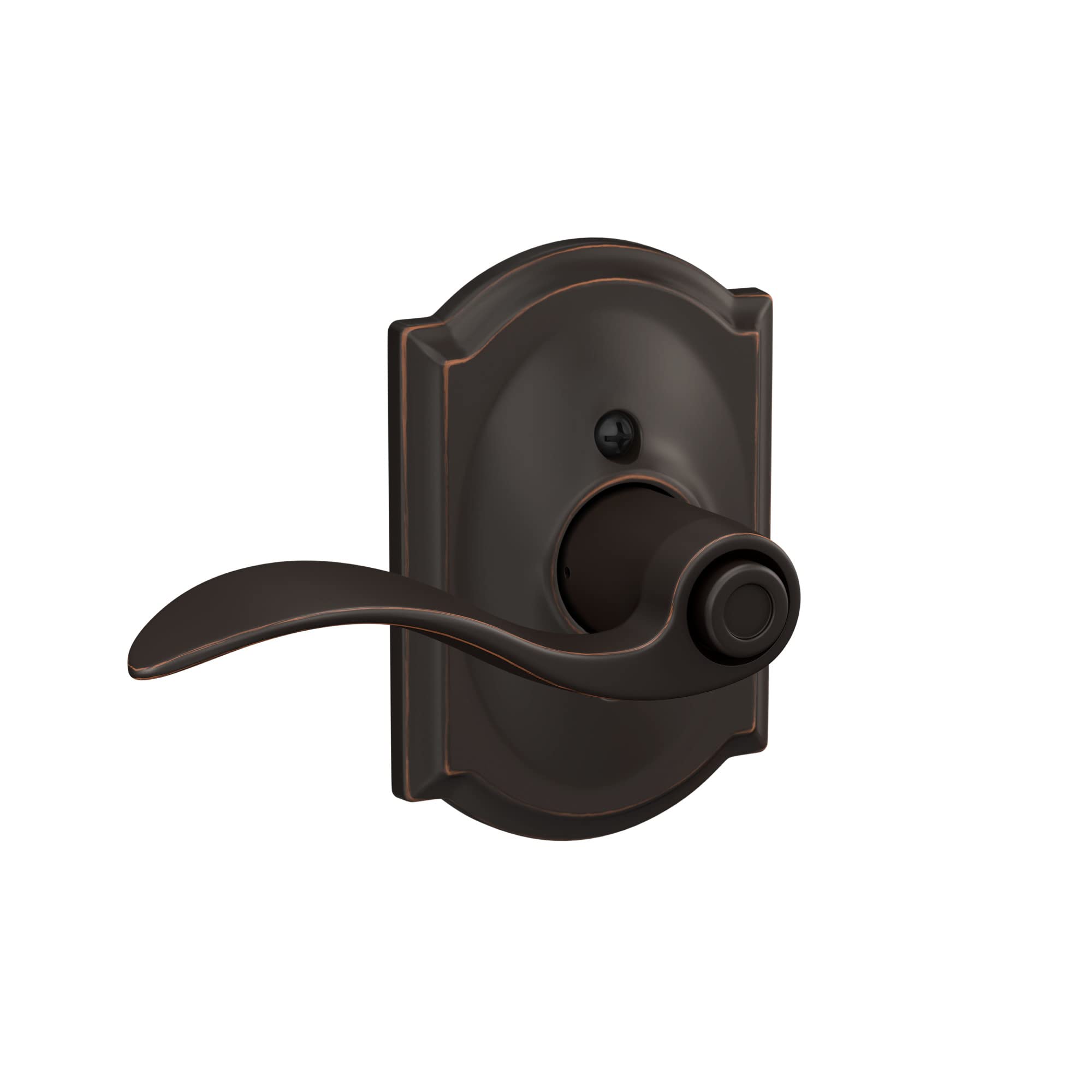 Schlage F40 ACC 716 CAM Accent Door Lever with Camelot Trim, Bed & Bath Privacy Lock, Aged Bronze