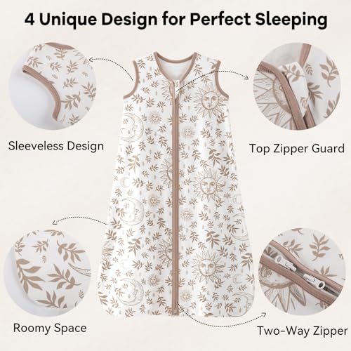 Unnivoll Baby Sleep Sack 12-18 Months 3 Pack 100% Cotton Lightweight 0.5 TOG Wearable Blanket Baby Sleep Bag with 2-Way Zipper for Newborn Infant White Gray Blue Space