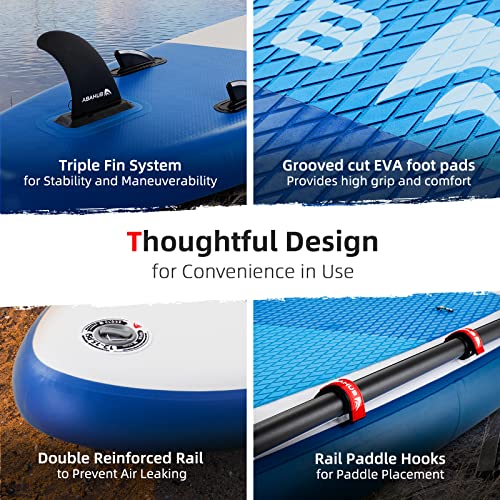 Abahub Inflatable SUP, Wide 10'6" x 31" x 6" iSUP,Blue Standup Paddleboard with Adjustable Paddle, Kayak Seat, for Yoga, Paddle Board, Kayaking, Surf, Canoe, Fishing