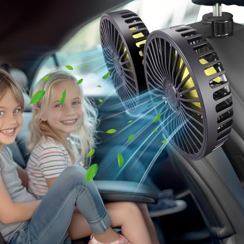 HUENLYEL Car Backseat Fan for Backseat Kids, Headrest Fan for Backseat, Dual Head Usb Car Fan for Car Backseat Kids(Usb Powered 5V/2A)