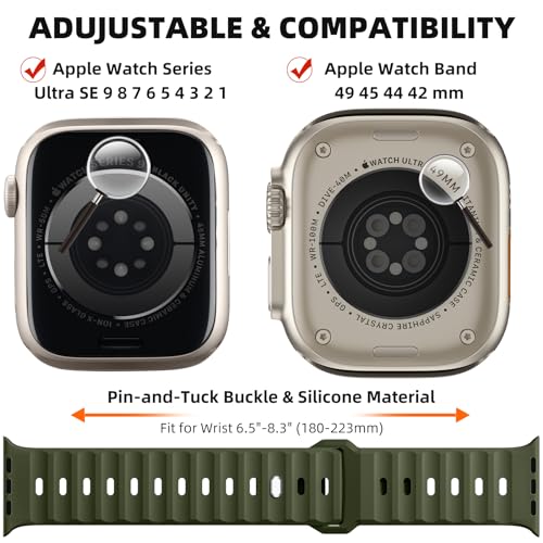 Wepro Sport Bands Compatible with Apple Watch Ultra 2/Ultra Band, Compatible with Apple Watch Bands for Men 49mm 46mm 45mm 44mm 42mm, Silicone Rugged Strap for iWatch Series 10 9 8 7 6 5 4 SE 3 2 1