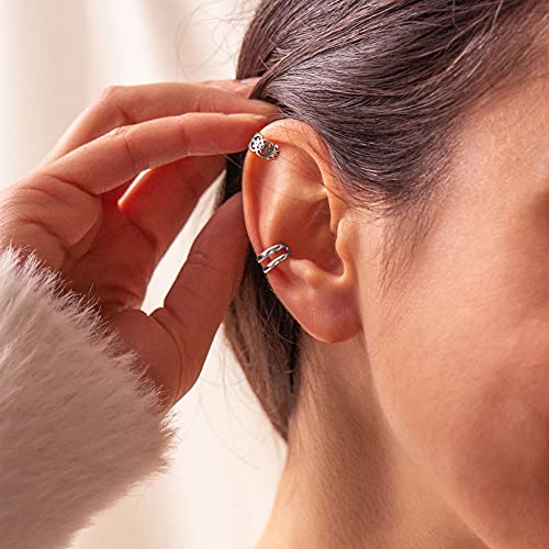 ChicSilver 925 Sterling Silver Ear Cuff Earrings for Women Irish Celtic Knot White Gold Plated Silver Clip on Cartilage Helix Ear Cuffs Non-Piercing Hypoallergenic Jewelry