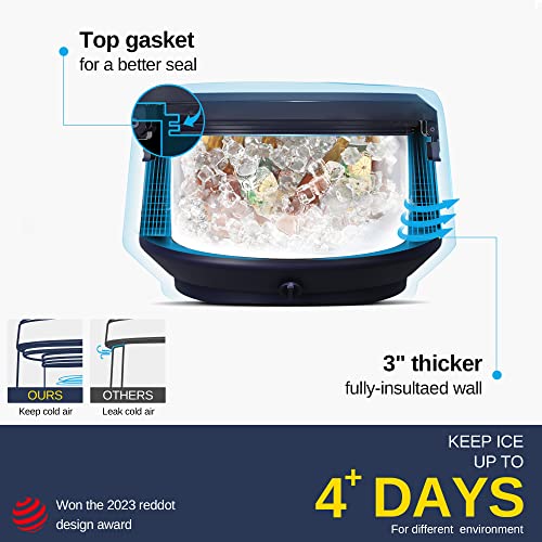 East Oak 45 QT Cooler, Portable 44 Cans Ice Chest Box with Removable Lid Leak-Proof Large Outdoor Hard Cooler with Drain and Handle, High-Capacity, Insulated Rotomolded Cooler for Camping, Beach