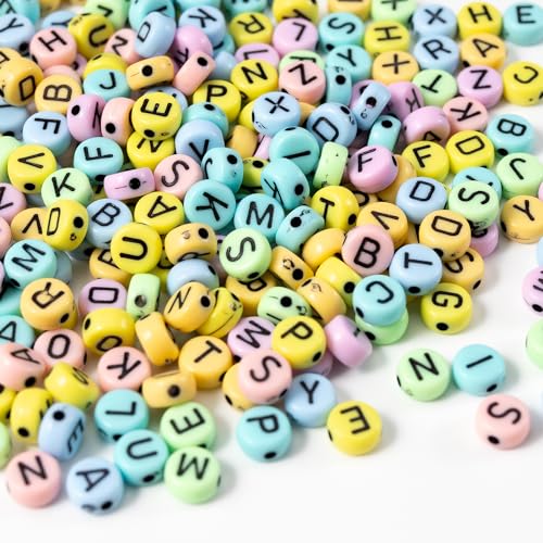 1400 PCS 4x7mm Acrylic Letter Beads Round for Jewelry Making Alphabet Beads for Friendship Bracelet Making DIY Beads for Personalized Bulk Kit