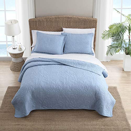 Tommy Bahama Home | Costa Sera Collection | Soft and Breathable, Quilt Bedpsread Coverlet Seasons, Pre-Washed for Added Softness, Twin, Blue