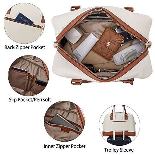 BOSTANTEN Weekender Bags for Women Leather Travel Duffel Overnight Bag Large Duffle with Shoe Compartment &Trolley Sleeve