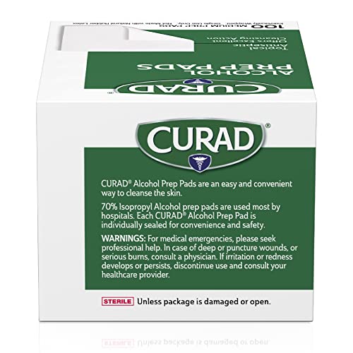 CURAD Alcohol Prep Pads (Pack of 4 Boxes), Thick Alcohol Swabs (package may vary)