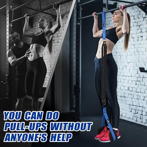 Pull Up Assistance Bands, Heavy Duty Assisted Pull Up Bands for Pull Up Assist, Adjustable Weight/Size with Fabric Feet Mats, Upgrade Pull Up Assist Bands for Strength Training
