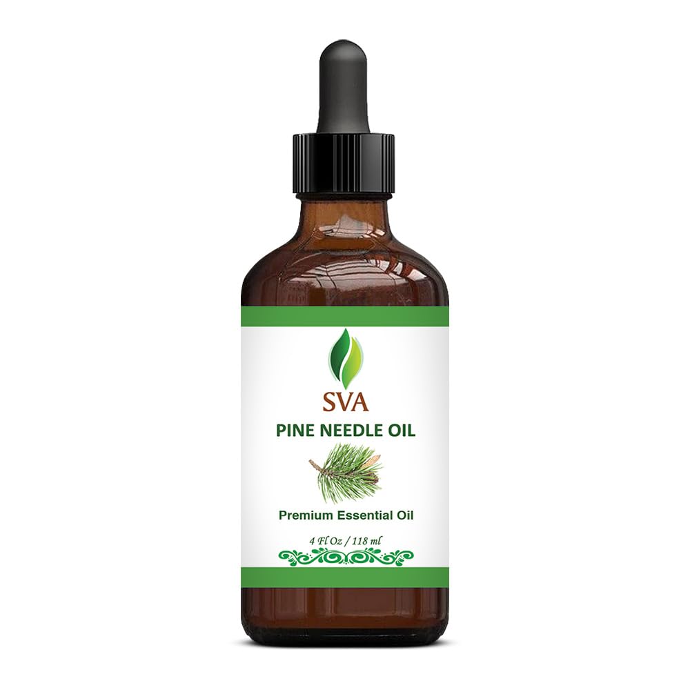 SVA Pine Needle Essential Oil – 4 Fl Oz – 100% Natural Pine Needle Oil - for Diffuser, Hair Care, Face, Skin Care, Aromatherapy, Scalp and Body Massage, Soap and Candle Making – with Dropper