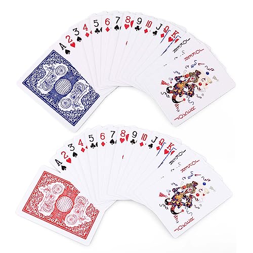 LotFancy Playing Cards, 2 Pack, Decks of Cards, Poker Size Standard Index, for Blackjack, Euchre, Canasta Card Game, Casino Grade Poker Cards, Blue and Red