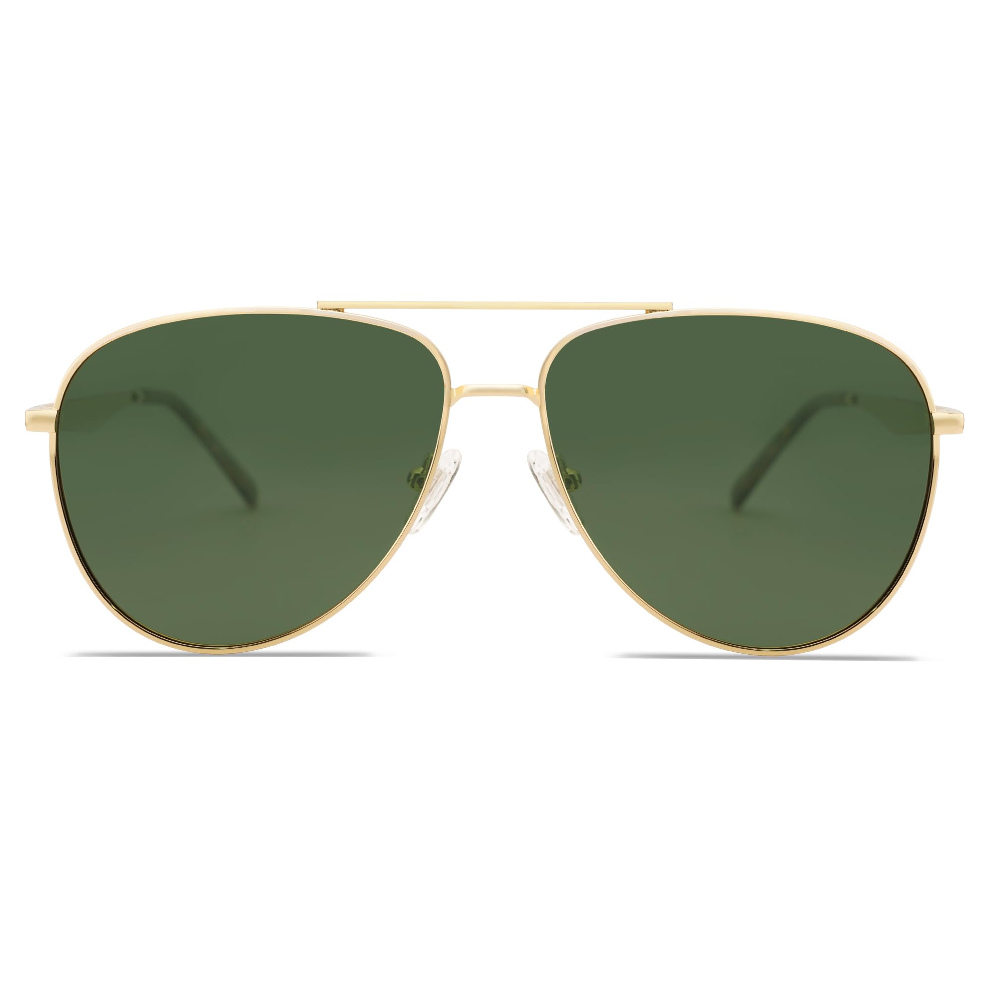 SOJOS Retro Oversized Aviator Polarized Sunglasses for Women Men Classic Large Metal Sun Glasses SJ1207A Gold/Green Lens