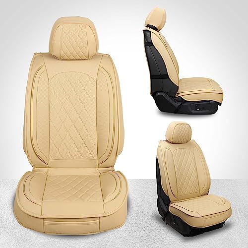 MIROZO Leather Car Seat Covers Full Set,Waterproof Automotive Seat Covers Universal Vehicle Seat Covers for Most Sedan SUV Pick-up Truck, Beige