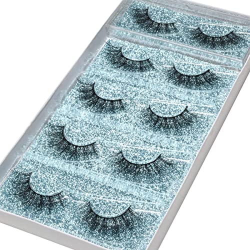 DYSILK Mink Lashes Natural Look - False Eyelashes 5 Pairs 6D Lashes 5 Styles Mixed Lash Pack - Wispy Lashes Fake Eyelashes Soft Reusable Cat Eye Lash | 15mm-18mm