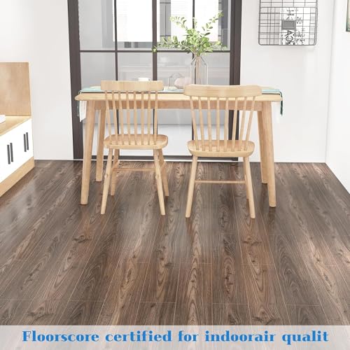 Brown Wood-Look Vinyl Floor Planks-36"x6" Peel & Stick Tiles, Waterproof Self-Adhesive Flooring for Bathroom, Bedroom, Kichen,Living Room, (4 Pack 6 Sq.Ft,Dark Brown)