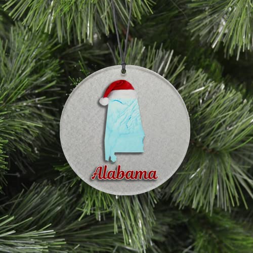Idaho Christmas Ornament - Winter Theme Featuring Snow, State Terrain Map and Santa Cap - 2024 Acrylic Tree Decoration - Holiday Gift and Home Decor