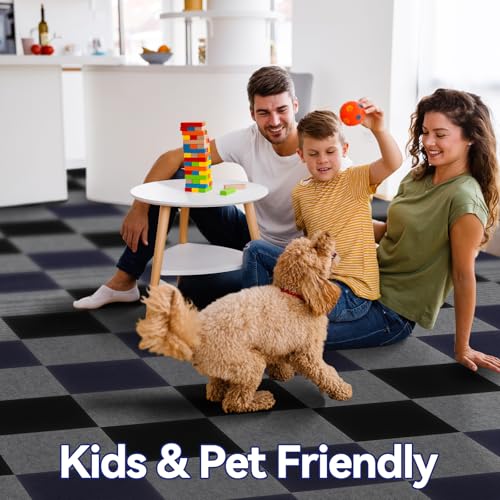 CUCOS Carpet Tiles Peel and Stick, Squares Carpet Floor Tile 12” x 12”, Soft Padded Carpet Tiles, Self Adhesive Carpet 10 Tiles Per box/10Sq Ft
