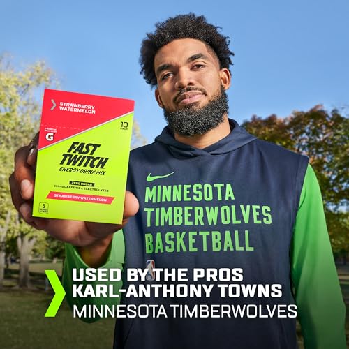 Fast Twitch Energy Drink Mix from Gatorade Powder Sticks, Cool Blue, 0.08oz Packets, 10 Pack, Zero Sugar, Caffeine, Electrolytes