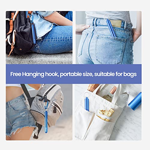 4 Pack Portable Reusable Metal Straw Collapsible Stainless Steel Drinking Straw Telescopic Straw to Drink Water Smoothie with Aluminum Key-chain Case & Cleaning Brush (Black & rose gold & blue & gold)
