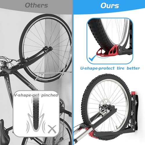 WALMANN BIKEPAL No Lifting Wall Mount Swivel Bike Rack, Vertical Bike Wall Hangers for Garage Space Saving Home Bike Storage Solution (2 Pack)
