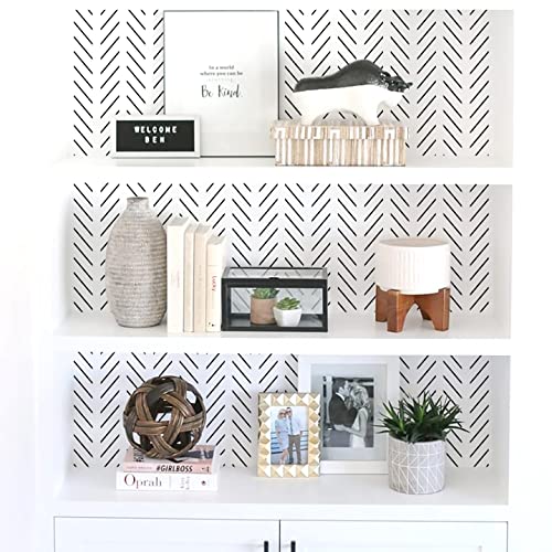 Orainege Black and White Peel and Stick Wallpaper Herringbone Contact Paper for Bathroom 17.7in x 118.1inModern Geometric Self Adhesive Wallpaper Removable Wall Paper Peel and Stick