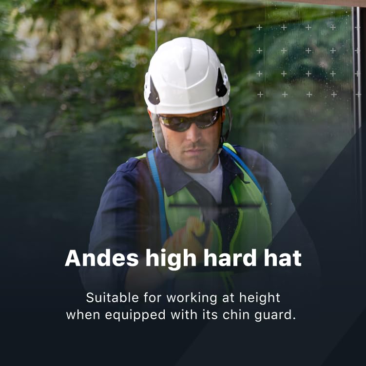 Libus Andes Construction Helmet: Premium Head Protection for Height Work with Adjustable 6-Point Ratchet Suspension, Chin Guard, and Multiple Safety Certifications