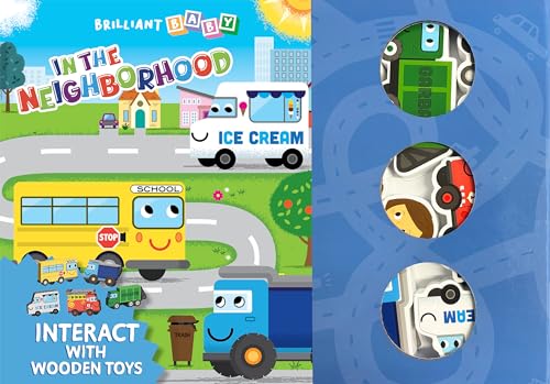 Little Hippo Books In the Neighborhood | Interactive Toddler Books with Wooden Toys for Kids | Vehicle Board Books & Kids Books | Vehicle Baby Book and Baby Toy