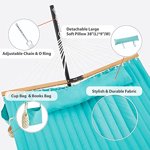 Homgava Two Person Hammock with Stand Heavy Duty, Outdoor Patio Hammock with Portable Steel Stand, Large Double Hammocks,480lbs Capacity.(Aruba)