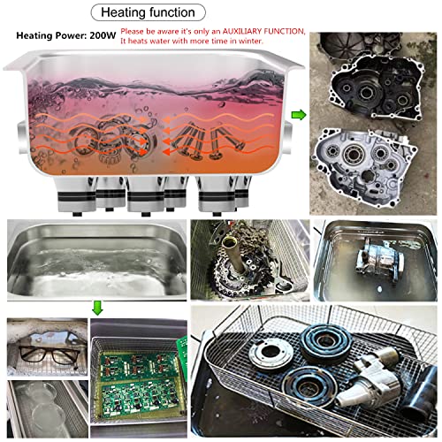 Kaimashi Ultrasonic Cleaner 6.5L with Digital Timer and Heater, Stainless Steel Ultrasonic Cleaning Machine for Carburetor Parts Cleaning