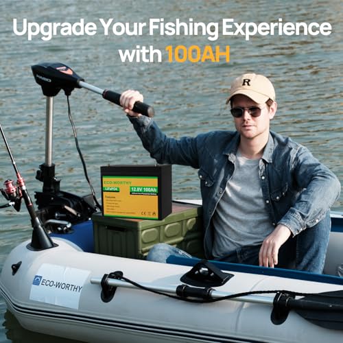 ECO-WORTHY 12V 100AH Mini Size Group 24 LiFePO4 Lithium Battery with BMS, for RV, Camping, Trolling Motor, Marine, Solar Home Off-Grid
