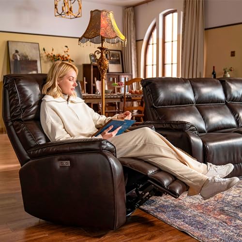 FLEXISPOT XR2 Faux Leather Recliner Chair, Power Rocker Recliner Chair for Adults w/Adjustable Headrest, Lumbar Support, USB Port, Swivel Recliner Chair, Sofa Chair for Living Room, Grey