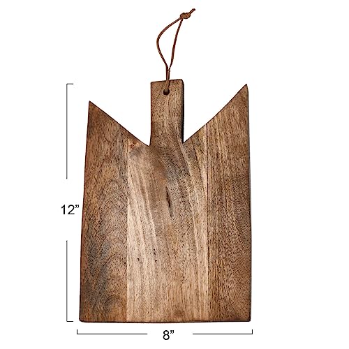Main + Mesa Geometric Wood Cutting Board with Leather Tie Medium Natural