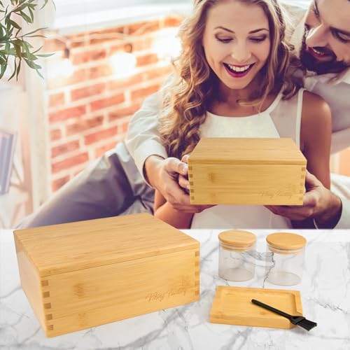 Viking Factory Premium Large Bamboo Box Tray Set Handmade Storage Box-Includes Reversible Tray Home Decorative Box(Bamboo)