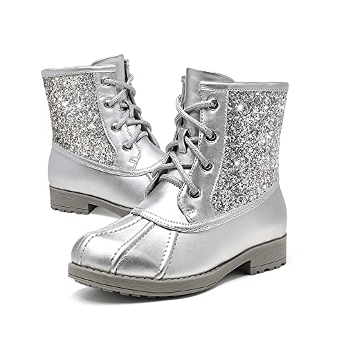 DREAM PAIRS Girls Side Zipper Glitter Ankle Boots(Toddler/Little Kid/Big Kid),Size 6 Big Kid,PINK/RAINBOW,KBO212