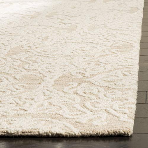 SAFAVIEH Blossom Collection 4' Round Beige/Ivory BLM112B Handmade Premium Wool Entryway Foyer Living Room Bedroom Kitchen Area Rug