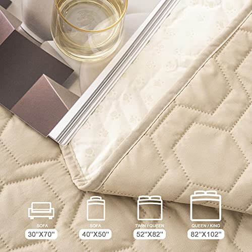 Tcksstex Waterproof and Non-Slip Dog Bed Cover and Pet Blanket Sofa Pet Bed Mat ,car Incontinence Mattress Protectors Furniture Couch Cover for Most Cats Dogs,Pets(30x70-Beige)