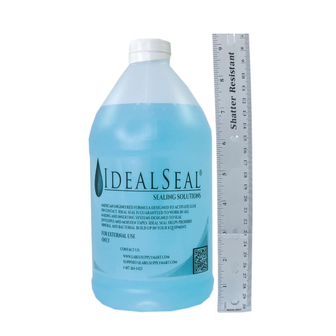 IdealSeal Envelope Liquid Moistener and Sealer - High-Efficiency, No-Mix Sealing Solution for Postage Machine and Mailing Systems - 64 oz