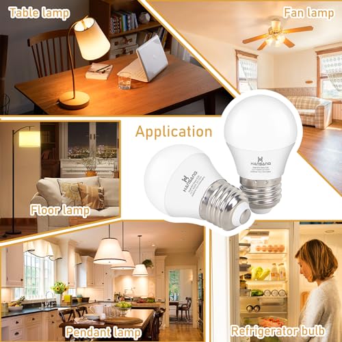 hansang LED Refrigerator Light Bulb E26 Base, 3000K Soft White, 6W Waterproof Appliance Bulb 60Watt Equivalent, A15 Small Fridge Light Bulb, Frigidaire Freezer Bulbs, 120V, 600LM, 2 Pack, Non-Dimmable