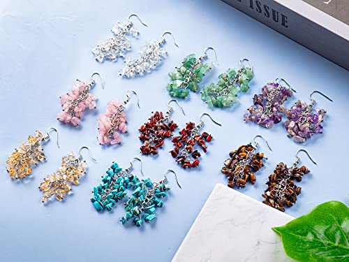 Crystal Earrings Chips Stones Handmade Healing Crystal Gemstone Earrings for Women Stainless Dangle Hook Eardrop