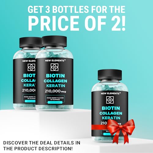 Biotin Gummies with Keratin & Collagen Peptides - Advanced Supplement for Hair Growth Treatment for Men & Women Hair Skin and Nails Vitamins ā Biotin 10000mcg | Keratin 100000mcg | Collagen 100000mcg